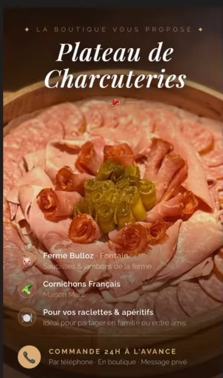 Publication Instagram : plateau de charcuteries de la Ferme Bulloz et cornichons Maison Marc